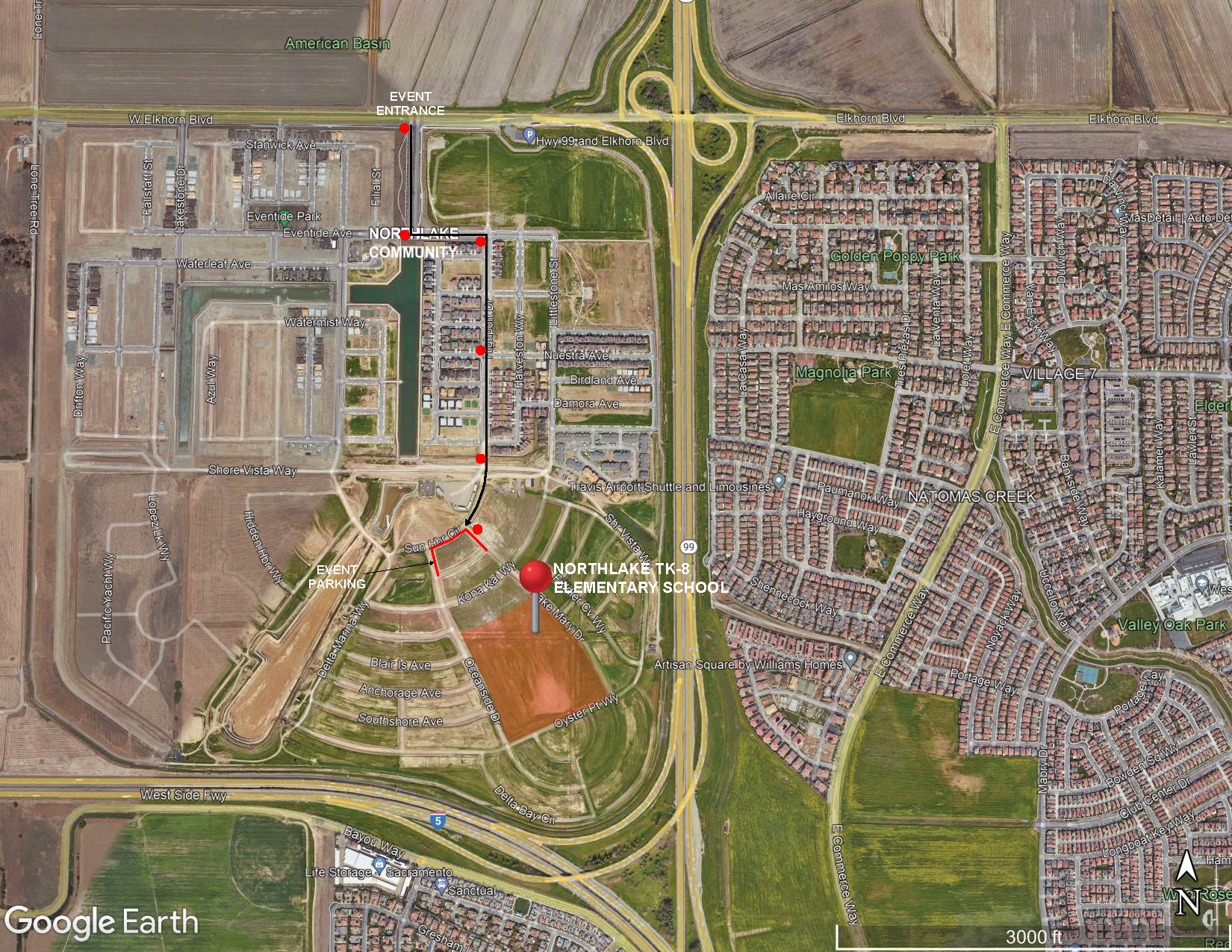 aerial view of the Northlake TK-8 School geographical location